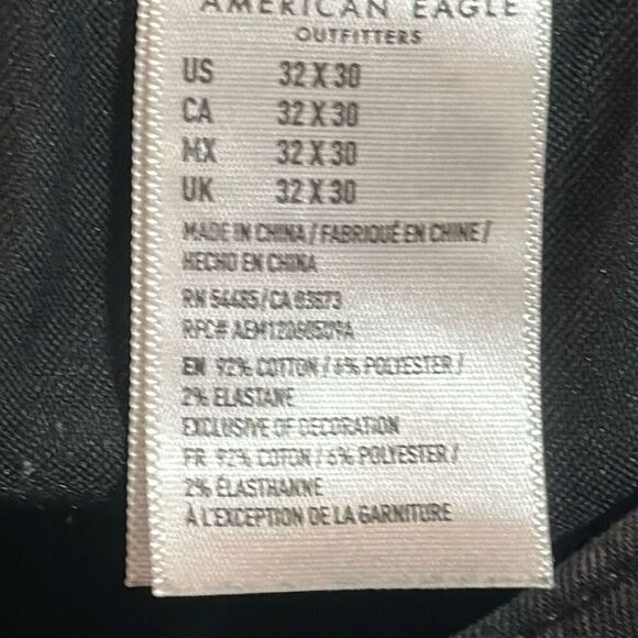 American Eagle Men’s Next Level Flex Skinny Black Jeans size 32x30 - Picture 7 of 9